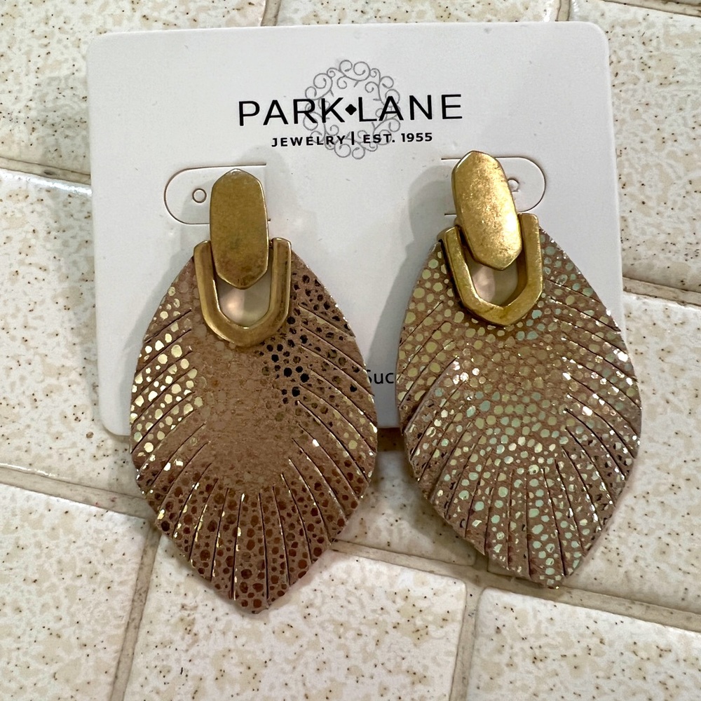 Park Lane Gold Feathered Earrings